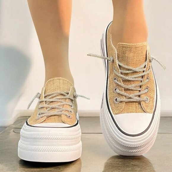 RAFIA PLATFORM RHINESTONE SNEAKERS - Picture 2 of 2